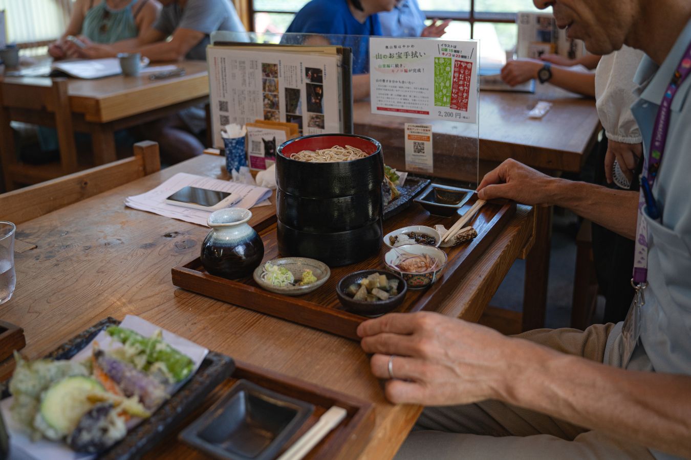Soba Noodles and Tempura Vegetables in the Osukuni restaurant, Hayakawa Town