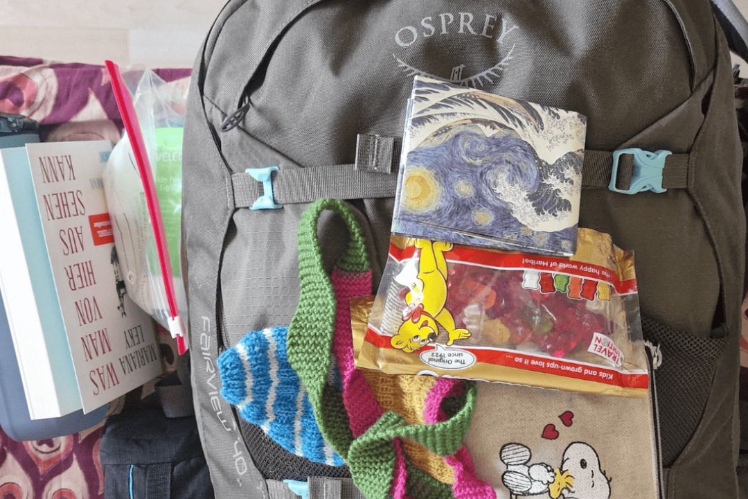 Gepackter Osprey Fairview 40 mit Dynomighty-Wallet