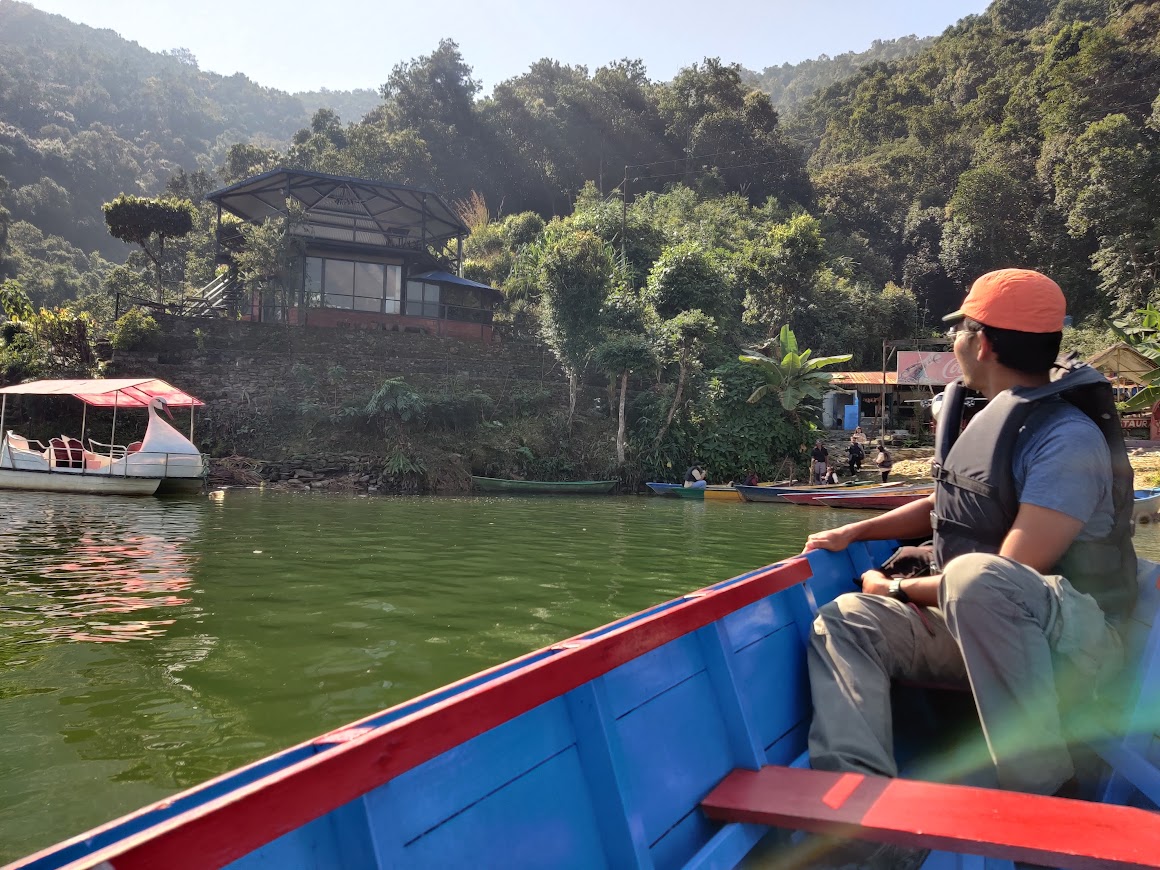 taking boat ride in phewa lake