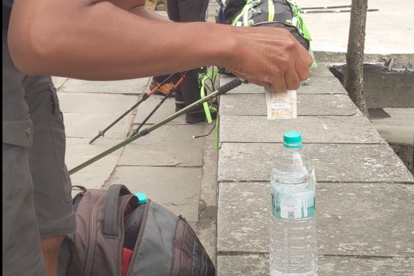 pill for water drinking during the trek